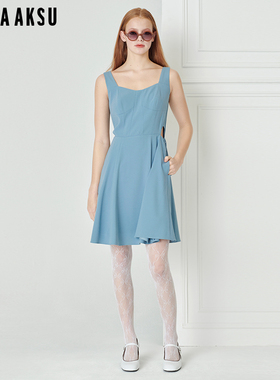 BORAAKSU2023夏季新品钻石领腰部镂空设计吊带连衣裙B1DDW64900