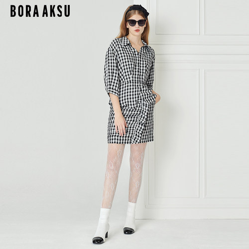 BORAAKSU抽褶荷叶边A字半裙