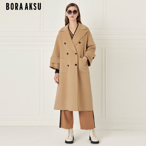 BORAAKSU双排扣羊毛双面呢大衣