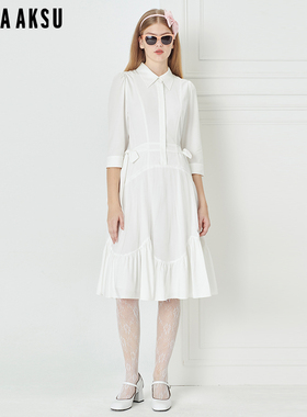 BORAAKSU2023初夏新品法式泡泡袖蝴蝶结坠饰衬衫连衣裙B1DCW62280