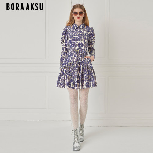 BORAAKSU印花褶裥连衣裙