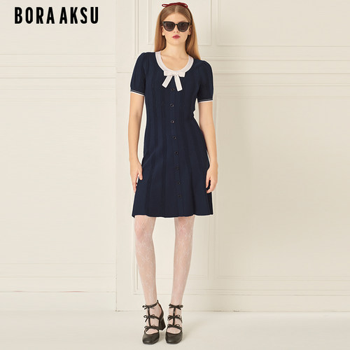BORAAKSU蝴蝶结圆领连衣裙