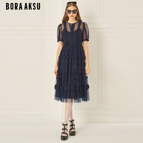 BORAAKSU层叠花边装饰连衣裙