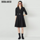 连衣裙B1DBW62840 黑色西装 BORAAKSU2023早春新品 知性风V领五分袖