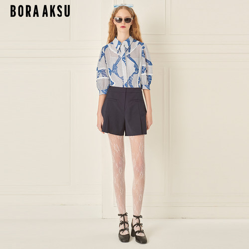 BORAAKSU蝴蝶结印花七分袖衬衫