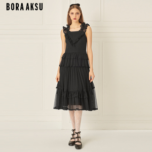 BORAAKSU2024初夏新品甜美宫廷风连衣裙优雅聚会小黑裙B1ECW64140