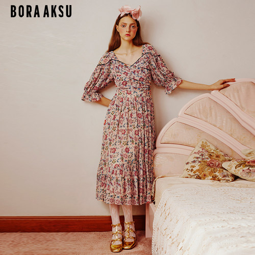 BORAAKSU印花荷叶边连衣裙B