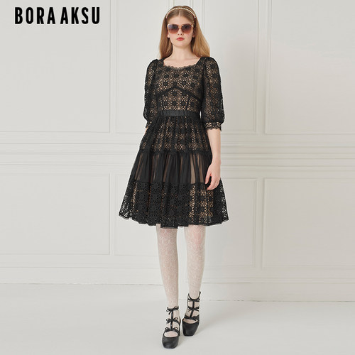 BORAAKSU网纱拼接连衣裙