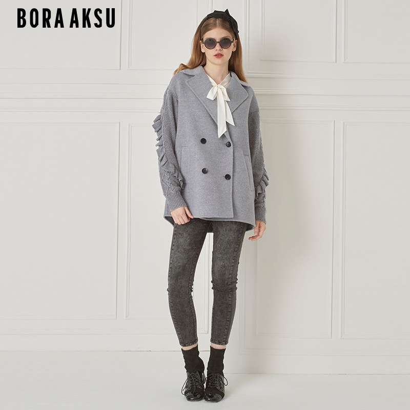 BORAAKSU针织拼接羊毛呢外套