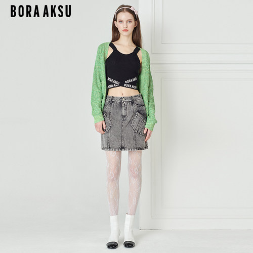 BORAAKSU小香风肌理浅绿针织开衫