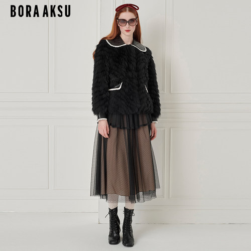 BORAAKSU狐狸皮毛皮草外套