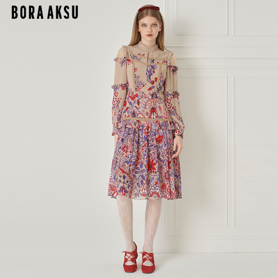 BORAAKSU法式甜美印花连衣裙