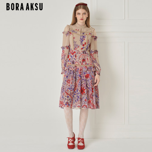 BORAAKSU法式甜美印花连衣裙