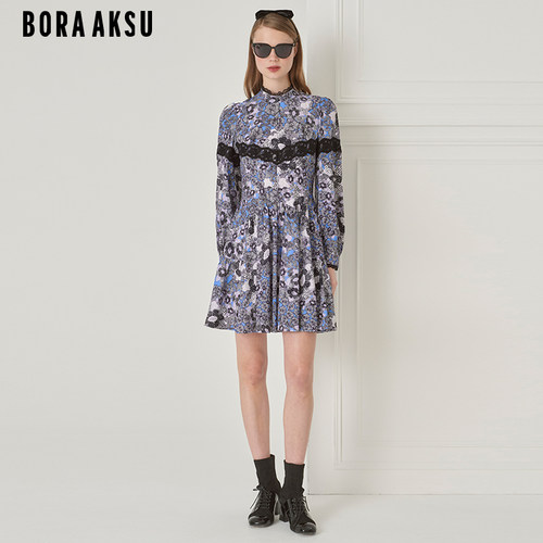 BORAAKSU法式立领泡泡袖连衣裙