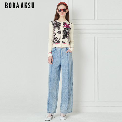 BORAAKSU别致羊毛圆领针织开衫