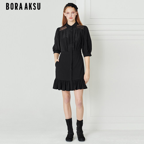 BORAAKSU泡泡袖衬衫式连衣裙