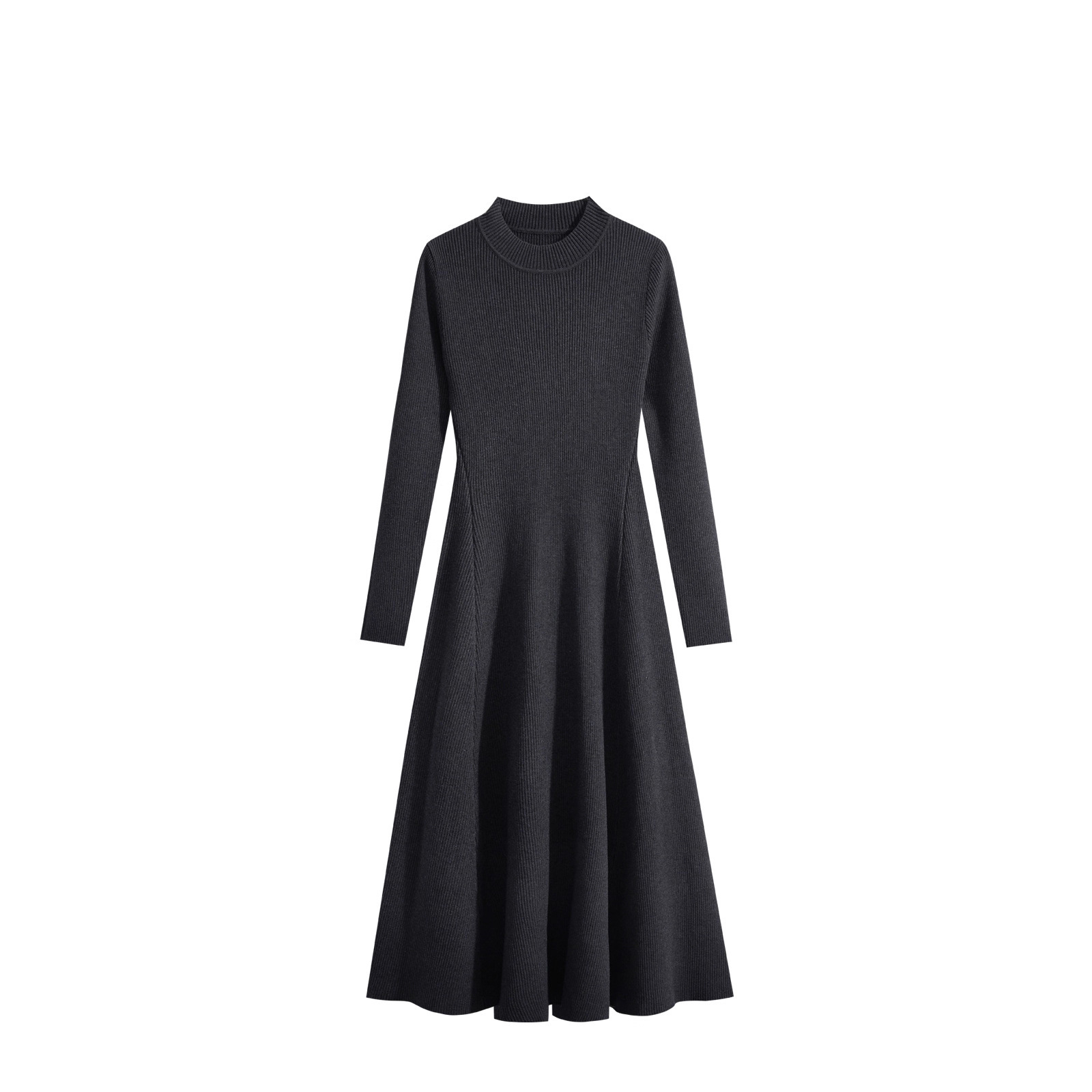2025新款秋冬配大衣毛衣裙女半高领内搭长款打底过膝针织连衣裙