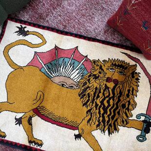 WOVENTALES天织中东进口手工羊毛Qashqai狮子波斯地毯125x82cm