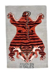 WOVENTALES天织中东进口羊毛手波斯老虎地毯客厅卧室140x94cm