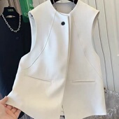 背心圆领坎肩无领宽松时尚 大码 西服马夹潮 马甲女2025春秋薄款 西装