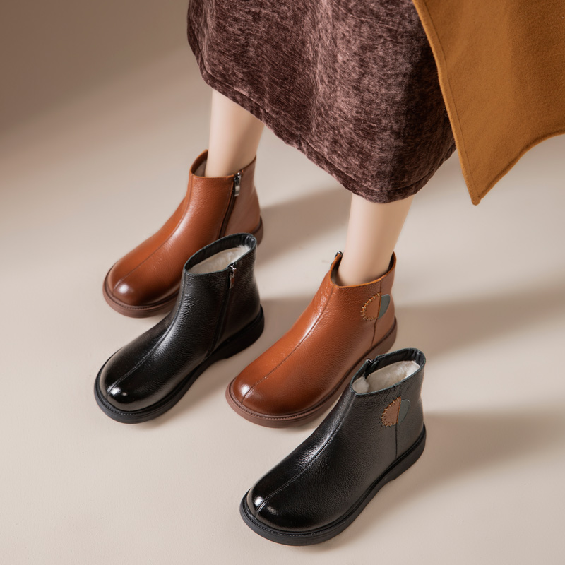 软底舒适防滑妈妈鞋棉鞋平底羊毛