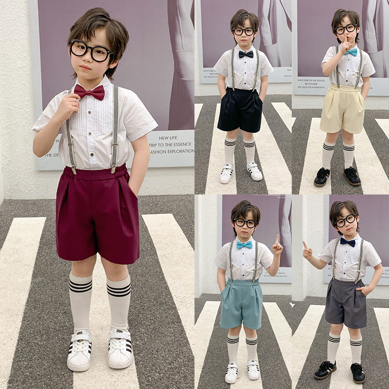 男孩夏款小西装套装男童儿童六一表演服男孩宝宝小主持人礼服花童