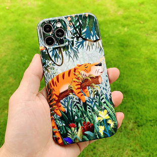 丛林老虎适用华为nova11 10 9 8 7 6 6se 5pro 4 nova10pro手机壳童趣卡通动漫插画森系复古风全包镜头保护套
