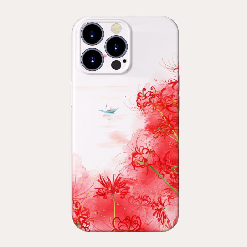 红色彼岸花手机壳小众全包图案