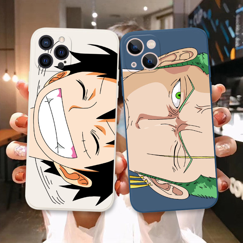 海贼王路飞适用iphone苹果15 14 13 12 11 13pro promax手机壳plus卡通大笑脸日系动漫索隆男女全包防摔软壳
