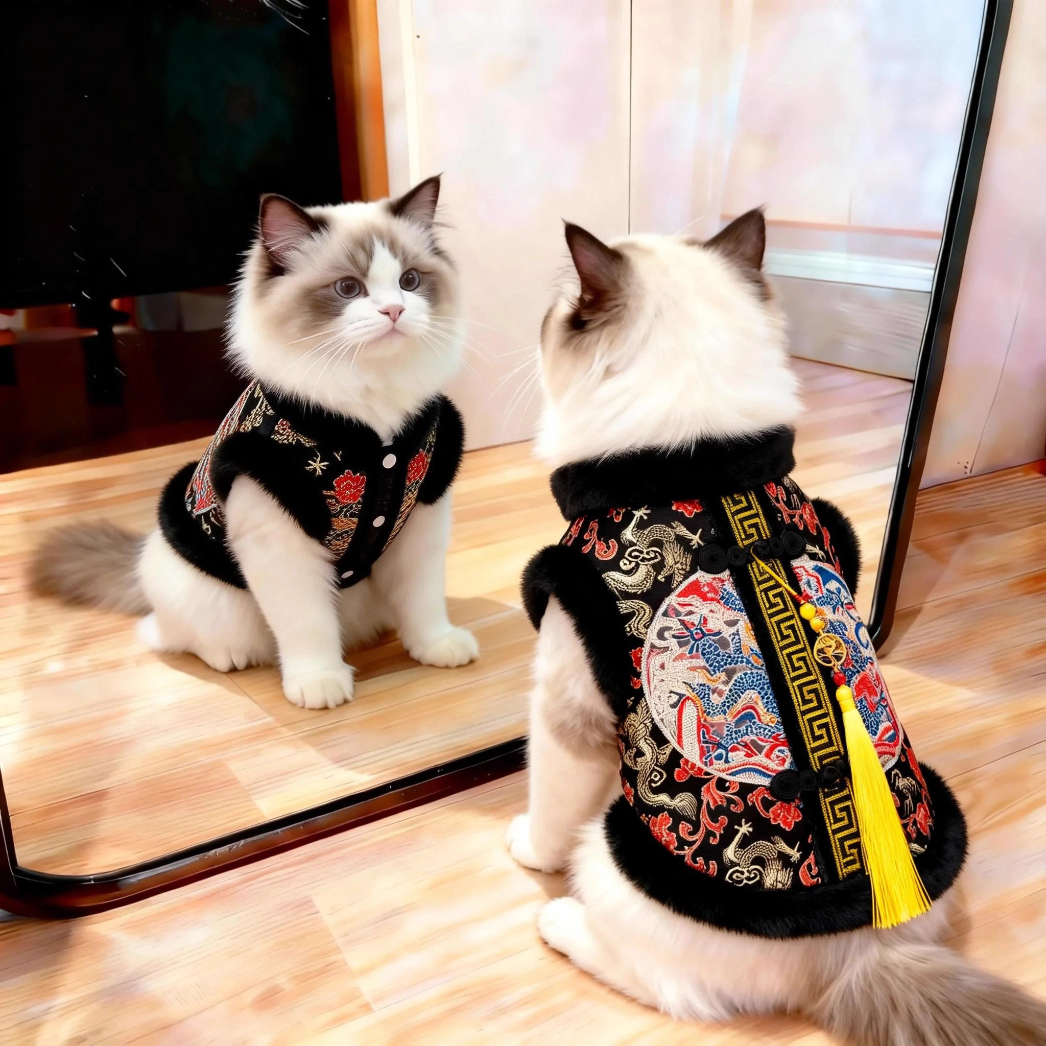 猫咪新年衣服过年加绒保暖马甲