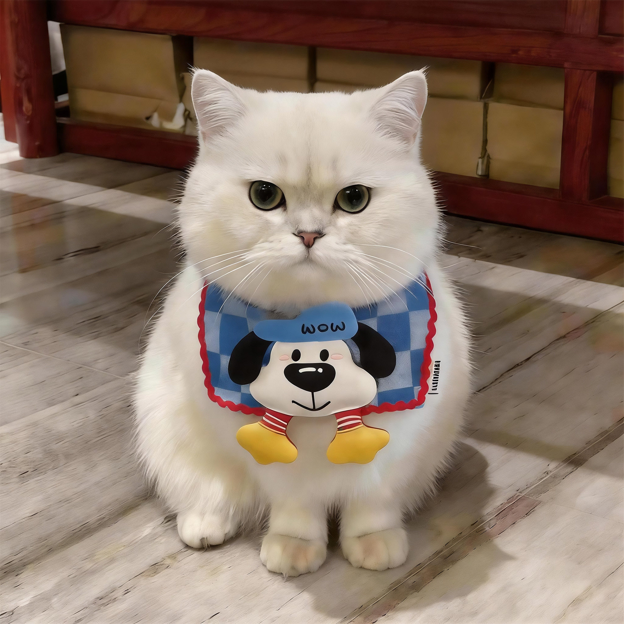 猫咪围巾可爱卡通口水巾披风布偶