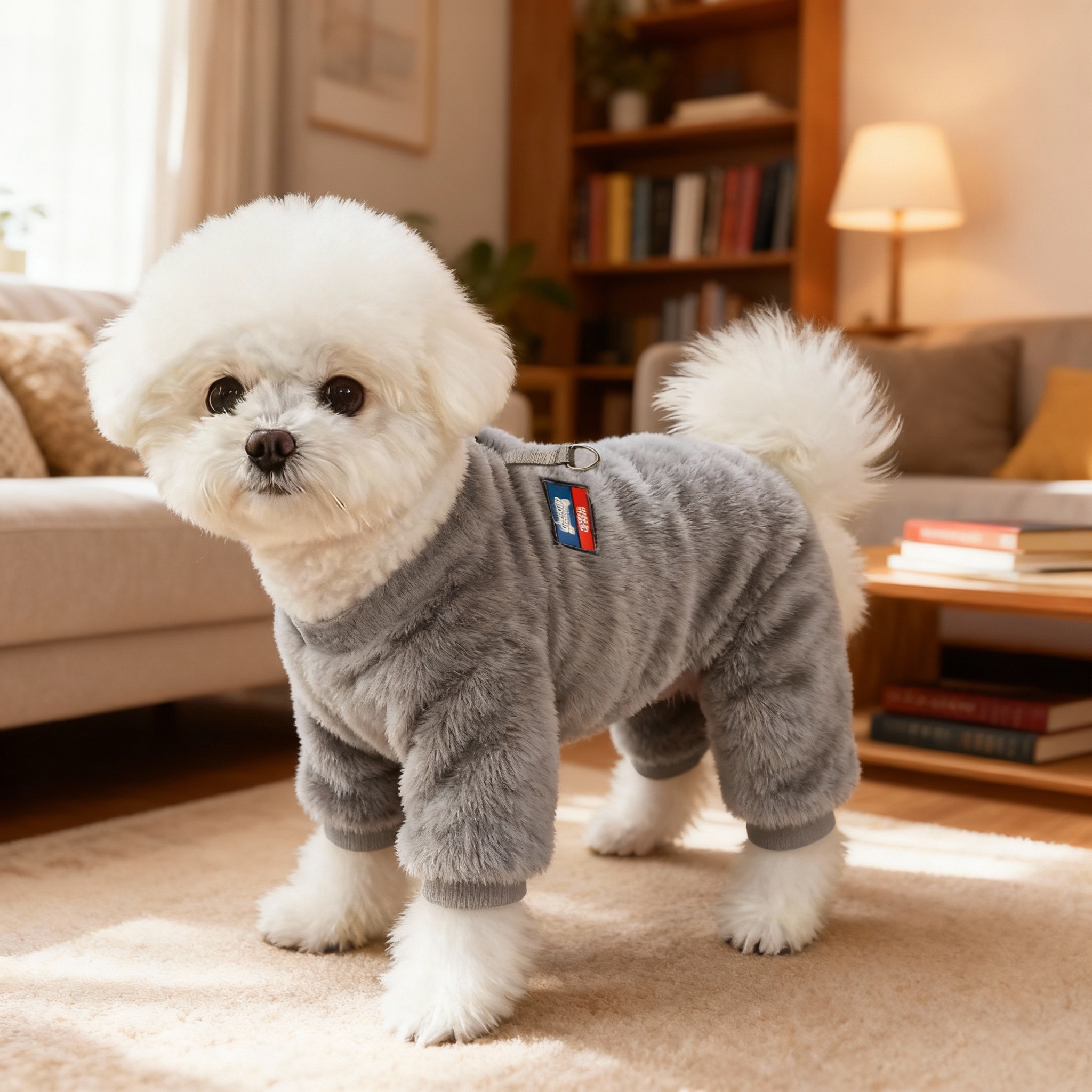 狗狗衣服秋冬款可牵引四脚衣