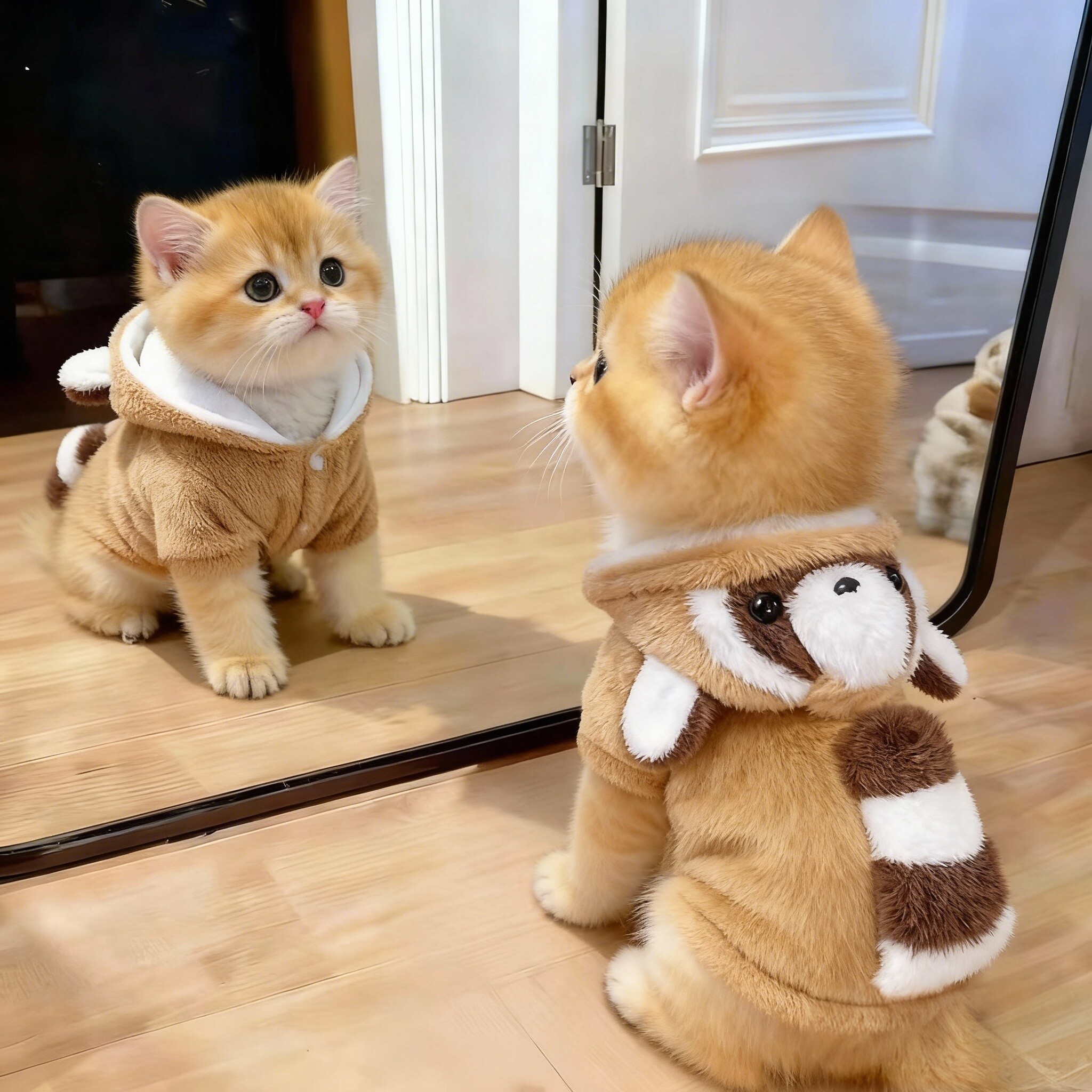 猫咪加绒保暖可爱小浣熊连帽衫