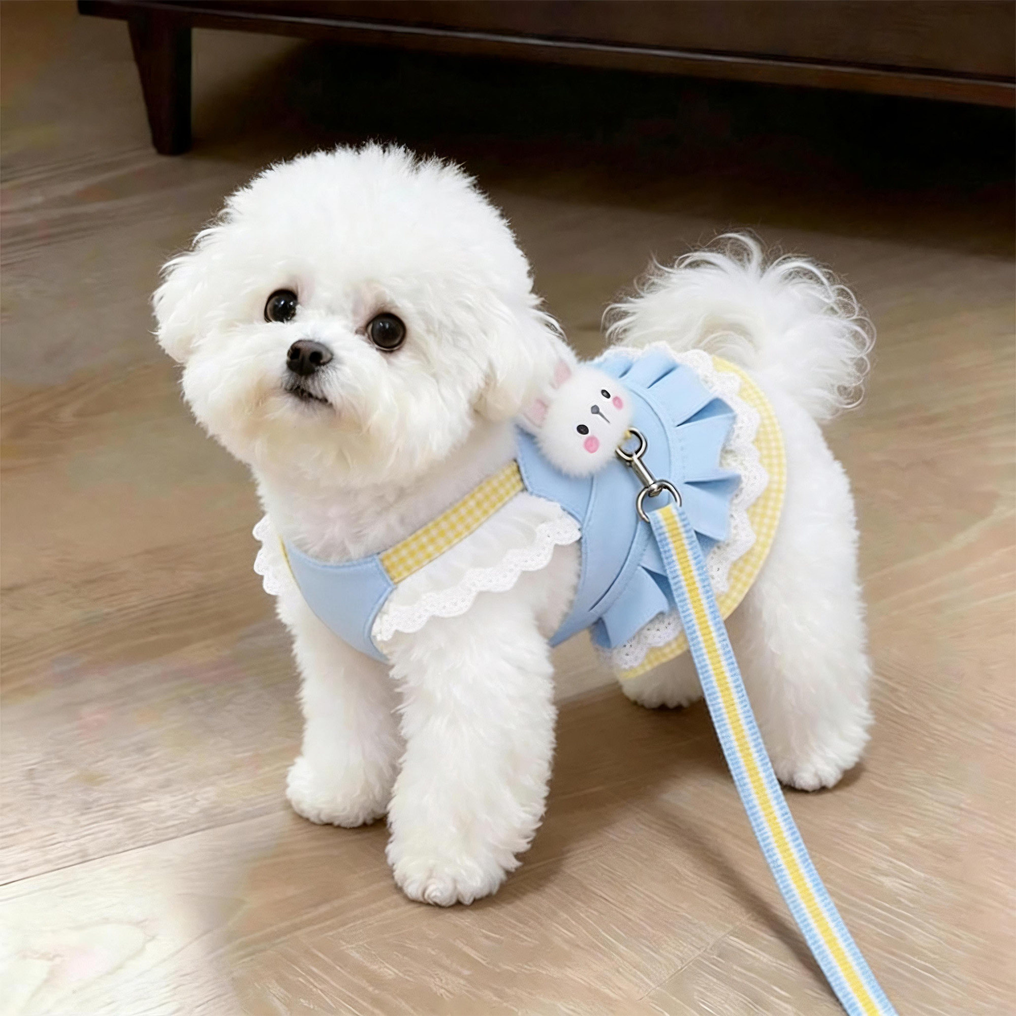 小狗衣服可牵引可爱兔子花边胸背