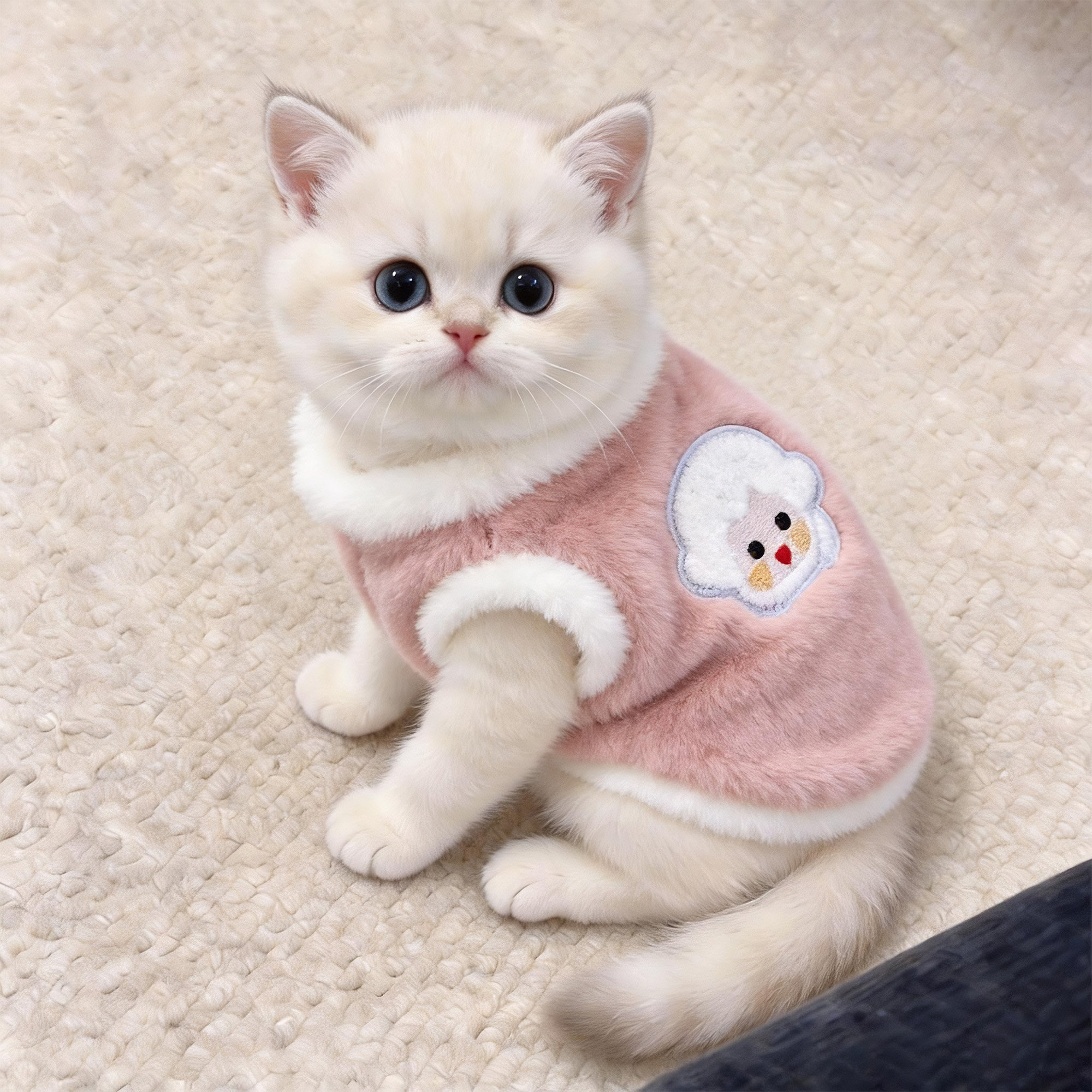 猫咪秋冬毛绒小羊马甲加厚保暖