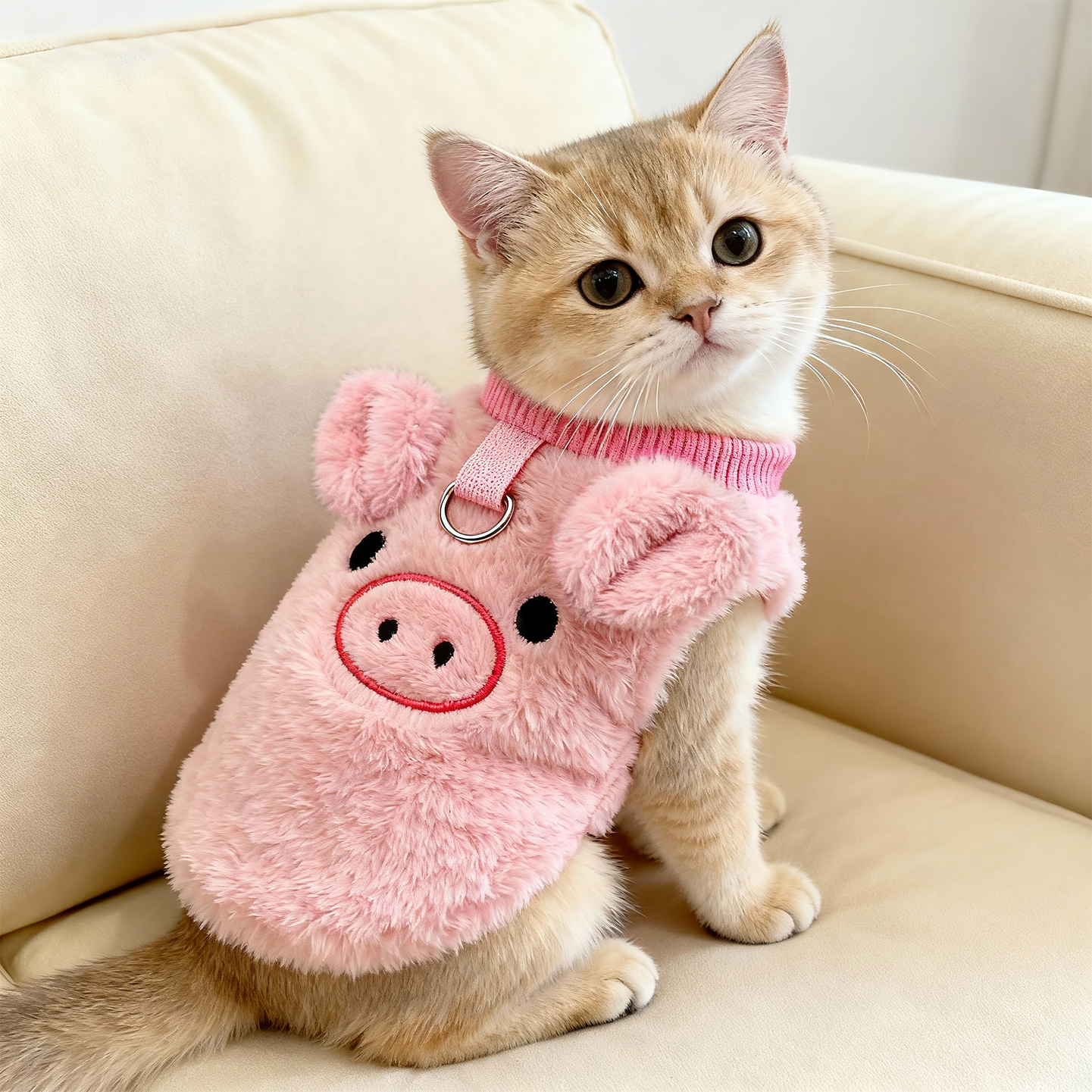 猫咪衣服小猪毛绒背心秋冬保暖衣