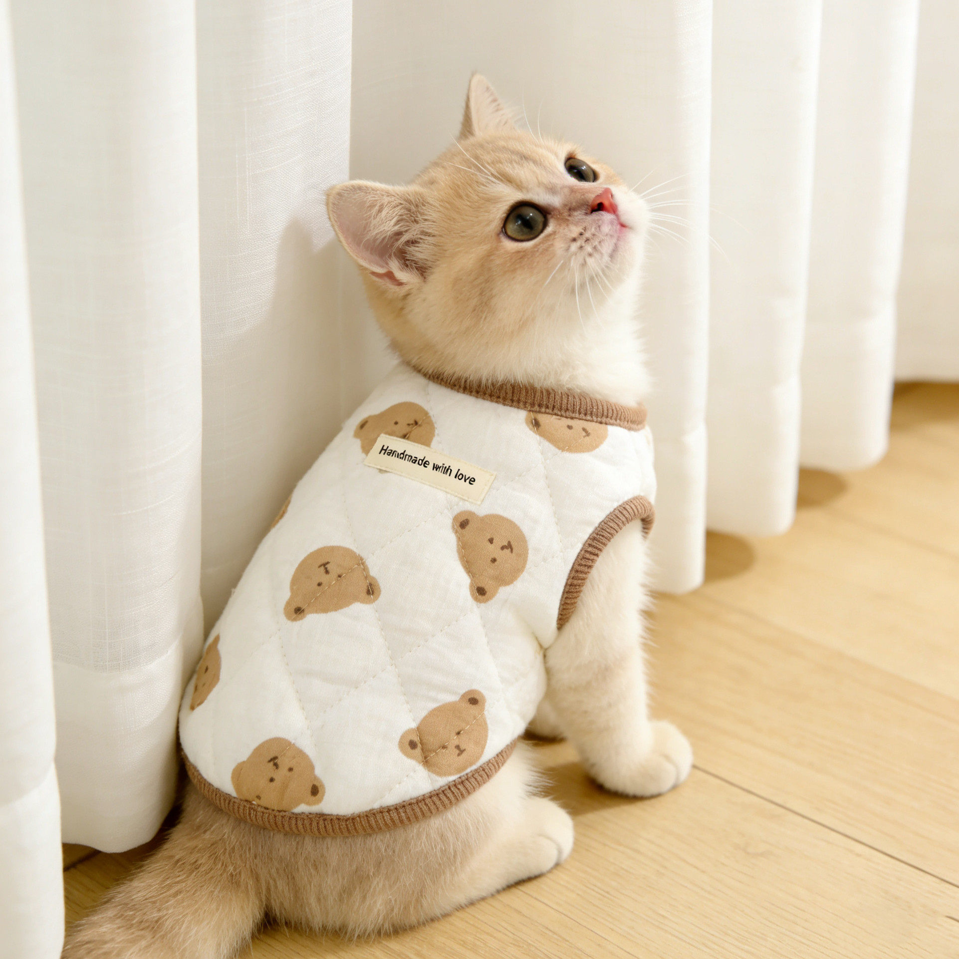 猫咪衣服冬季纯棉防静电加厚保暖金渐层德文布偶狗狗宠物马甲棉衣