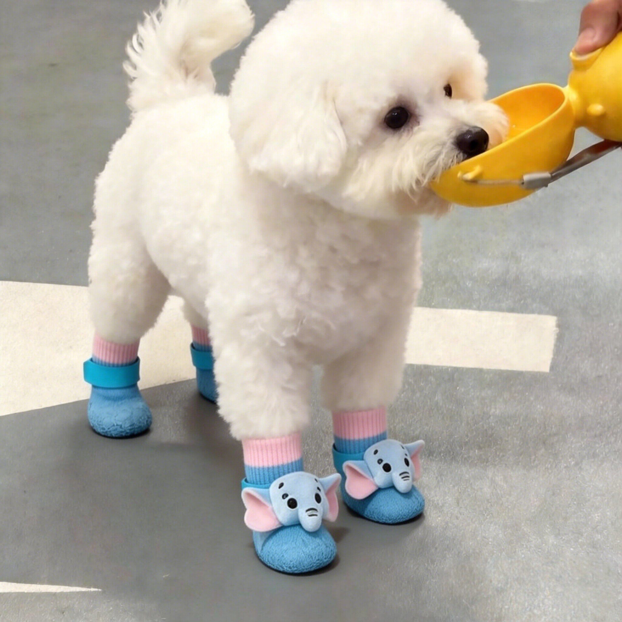 宠物鞋子狗狗鞋袜防水防掉脚脚套耐磨魔术贴卡通玩偶脚套防滑雨鞋