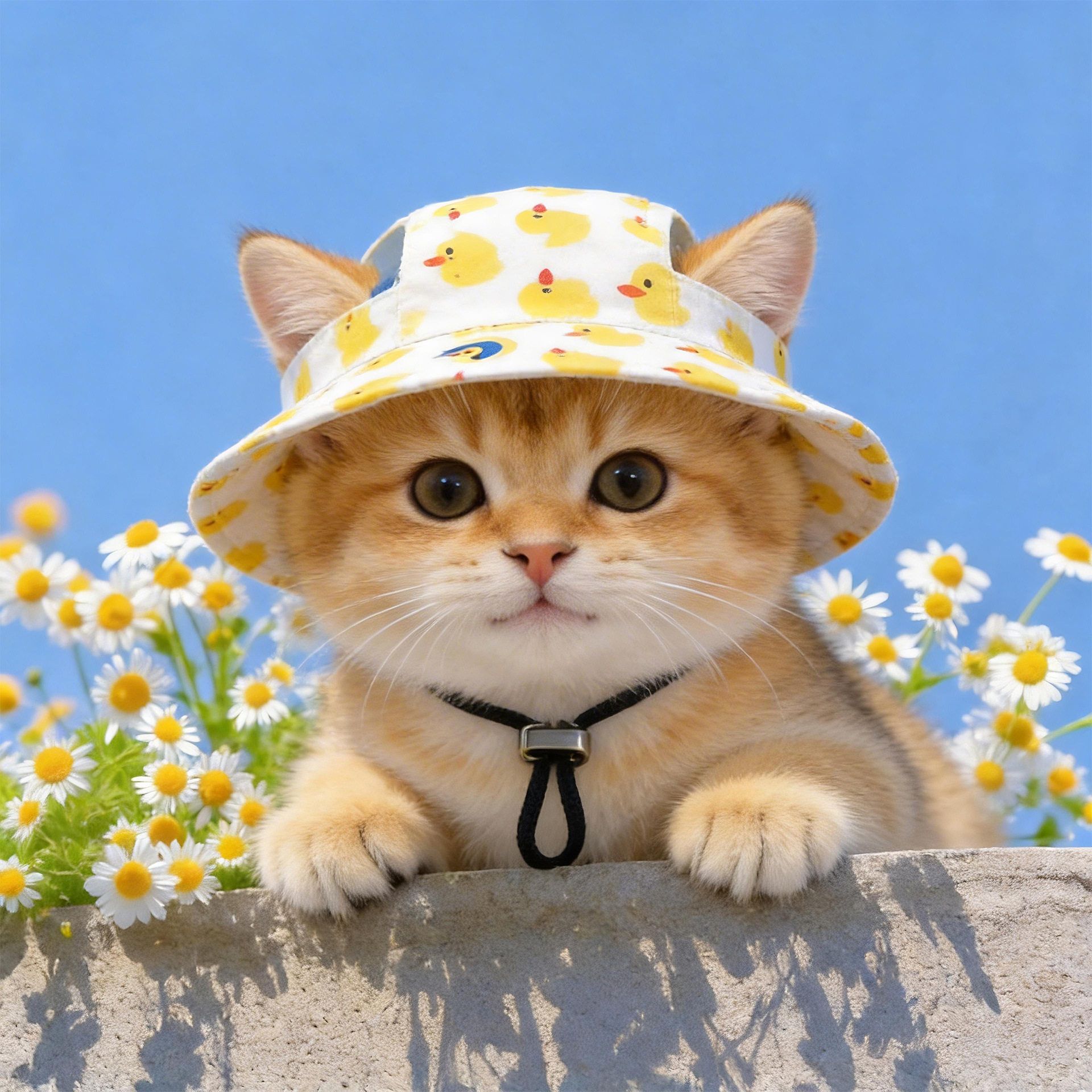猫咪帽子透气防晒外出遮阳渔夫帽