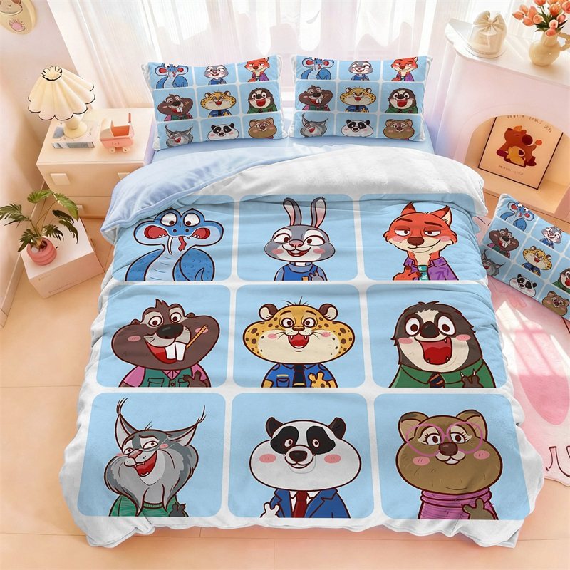 儿童卡通疯狂动物城冬季水晶绒四件套保暖加厚被套床单被单三件套,床上用品,床品套件/四件套/多件套,淘宝优惠券,粉丝福利购,淘宝优惠卷