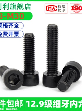 12.9级细牙内六角螺丝螺栓M10M12M14M16M18M20M22M24*1.25x1.5x2