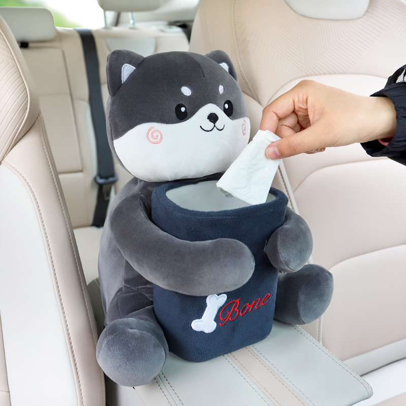 创意车载纸巾盒垃圾桶二合一车内装饰品可爱女士汽车扶手箱抽纸盒