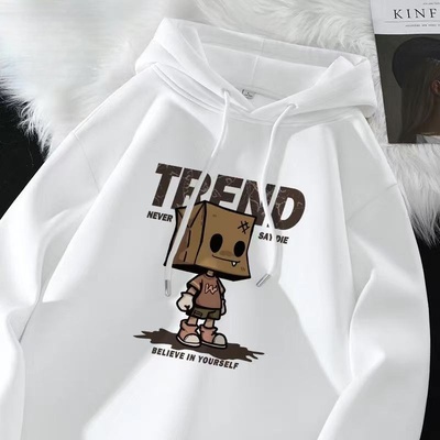 男士百搭美式加绒卫衣男秋冬季新款重磅青少年连帽上衣男生外套in