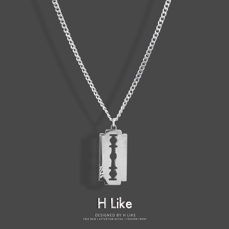 欧美暗黑刀片项链钛钢原创蛇骨链