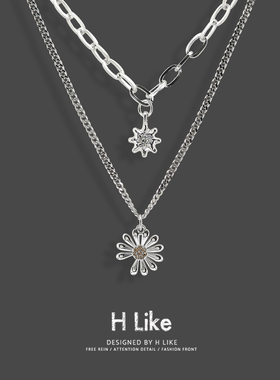 星朋克小雏菊双层锁骨链女毛衣链