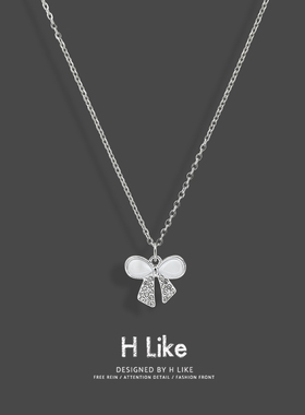 轻奢小众水钻蝴蝶结吊坠项链