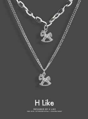 水钻小马时尚项链吊坠毛衣链