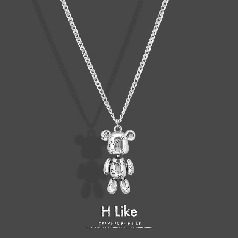 欧美网红小熊嘻哈潮酷项链吊坠女