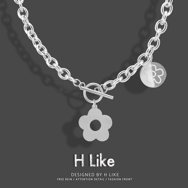 花朵简约钛钢项链吊坠十字链通用