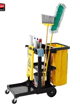 乐柏美Rubbermaid清洁推车物业保洁车带黄色垃圾袋6173